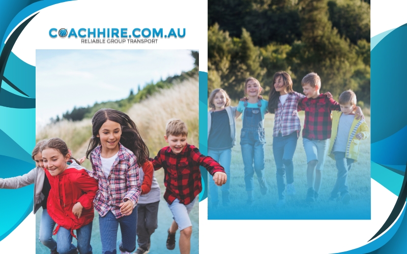 students excitedly walking in a park or safari, school trips, June 2024, Australia